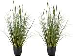 VEVOR Artificial Grass Plant, 2 Pack 35 inch Cattail Grass in Pot, Premium PVC Faux Fake Greenery Shrubs Plant for Indoor Outdoor House Home Garden Office Room Décor, Housewarming, Green