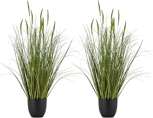 Plante d'herbe artificielle VEVOR, 2 paquets de 35 po de roseaux en pot, arbustes en PVC faux de qualité supérieure pour la décoration intérieure et extérieure de la maison, du jardin et du bureau, cadeau de pendaison de crémaillère, vert
