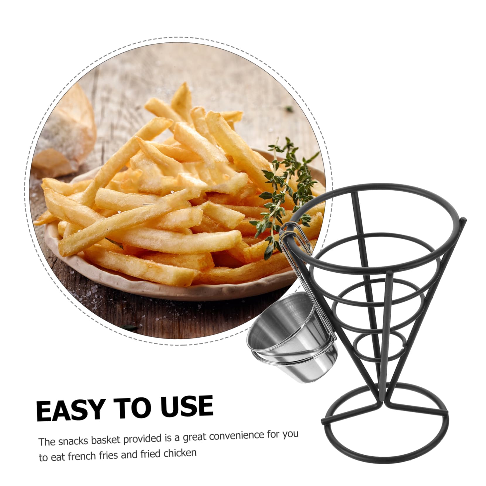 Garneck 1 Set Stand Black Stainless Stainless Steel Restaurant Tableware French Fries Rack