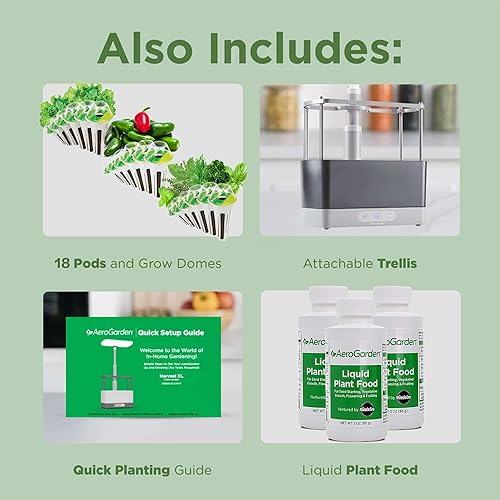 Miniatura 4 de AeroGarden Harvest XL Bundle - Kit de cultivo hidropónico de hierbas para interiores paquete de luces LED de cultivo con enrejado 18 cápsulas de