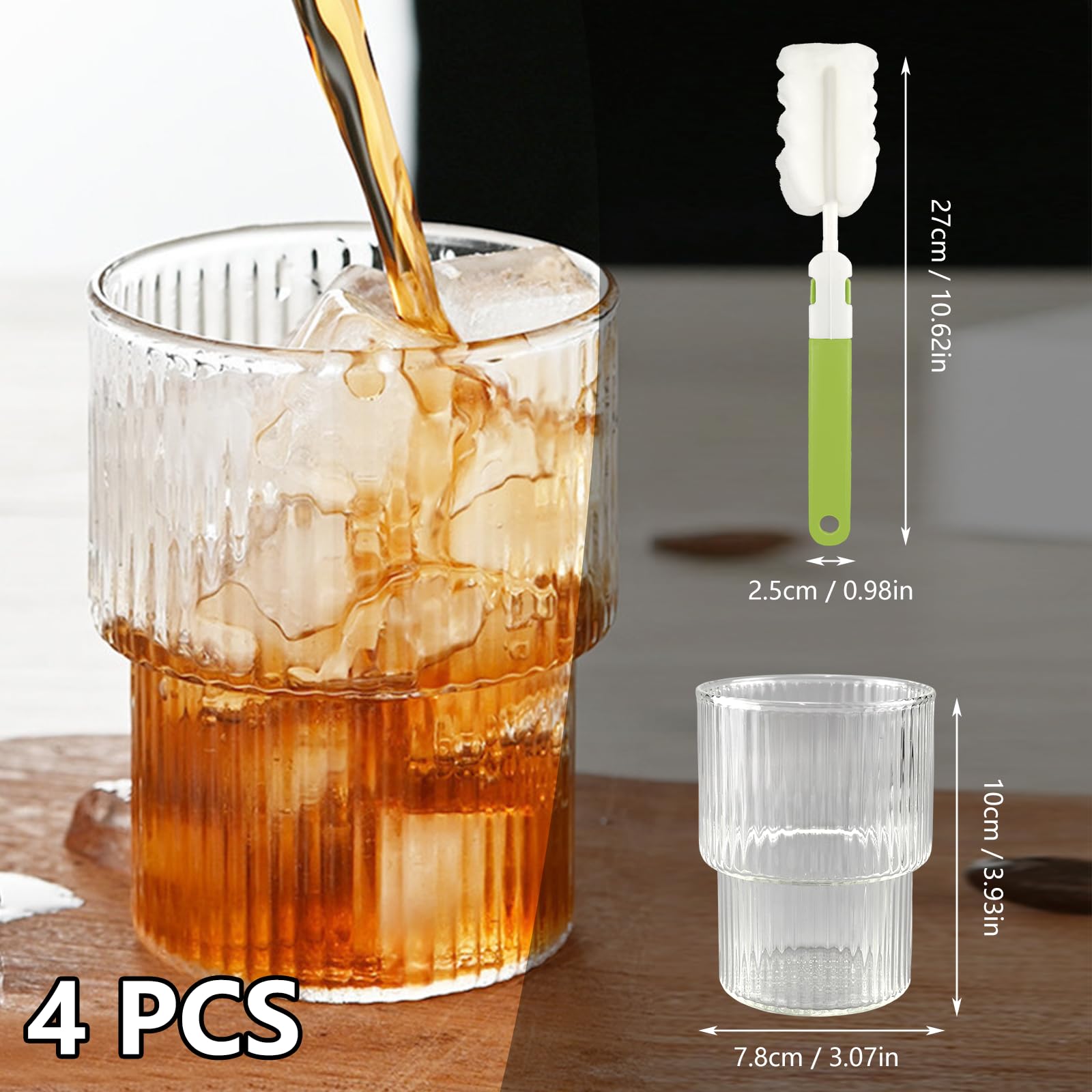 Set Di 6 Bicchieri In Vetro Da 200 Ml Stile Origami - Per Cocktail, Acqua, Birra, Impilabili E Eleganti - Foto 2