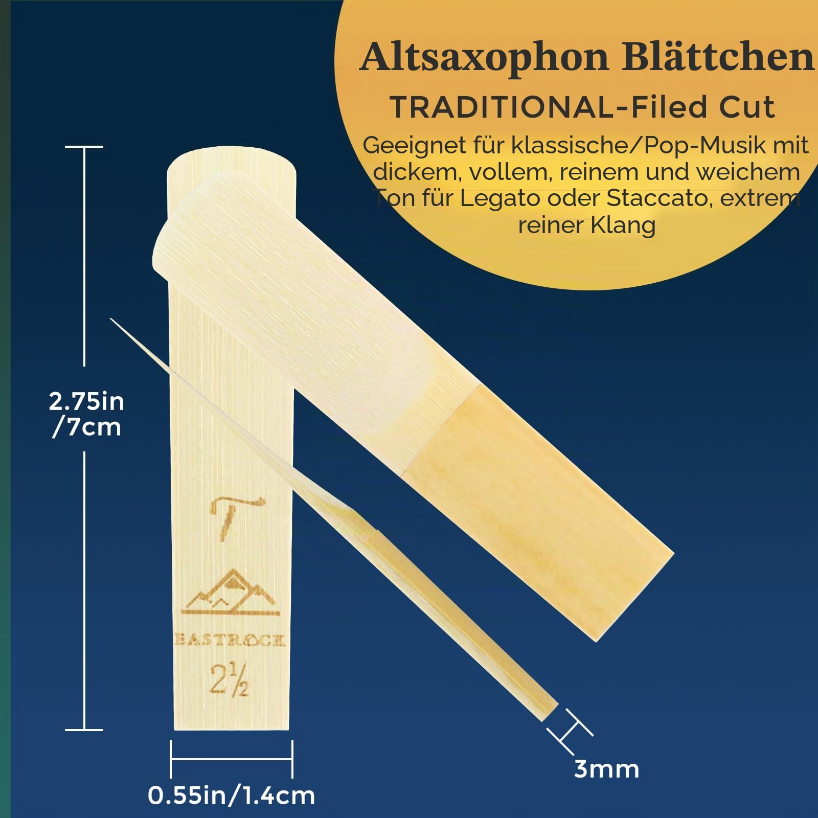 EASTROCK Traditionelle Altsaxophon-Blätter 2,5,saxophon blätter2.5,professionelle Altsaxophon-Blätter für Saxophon, Anfänger und Saxophonisten, Stärke, 2,5–10 Stück
