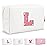 Small Personalized Initial A-Z Patch Makeup Bag,White Cute PU Leather Glitter Letter Cosmetic Bag for Teen Girls,Travel Toiletry Bag with Zipper,Preppy Monogrammed Birthday Gift for Daughter Niece L