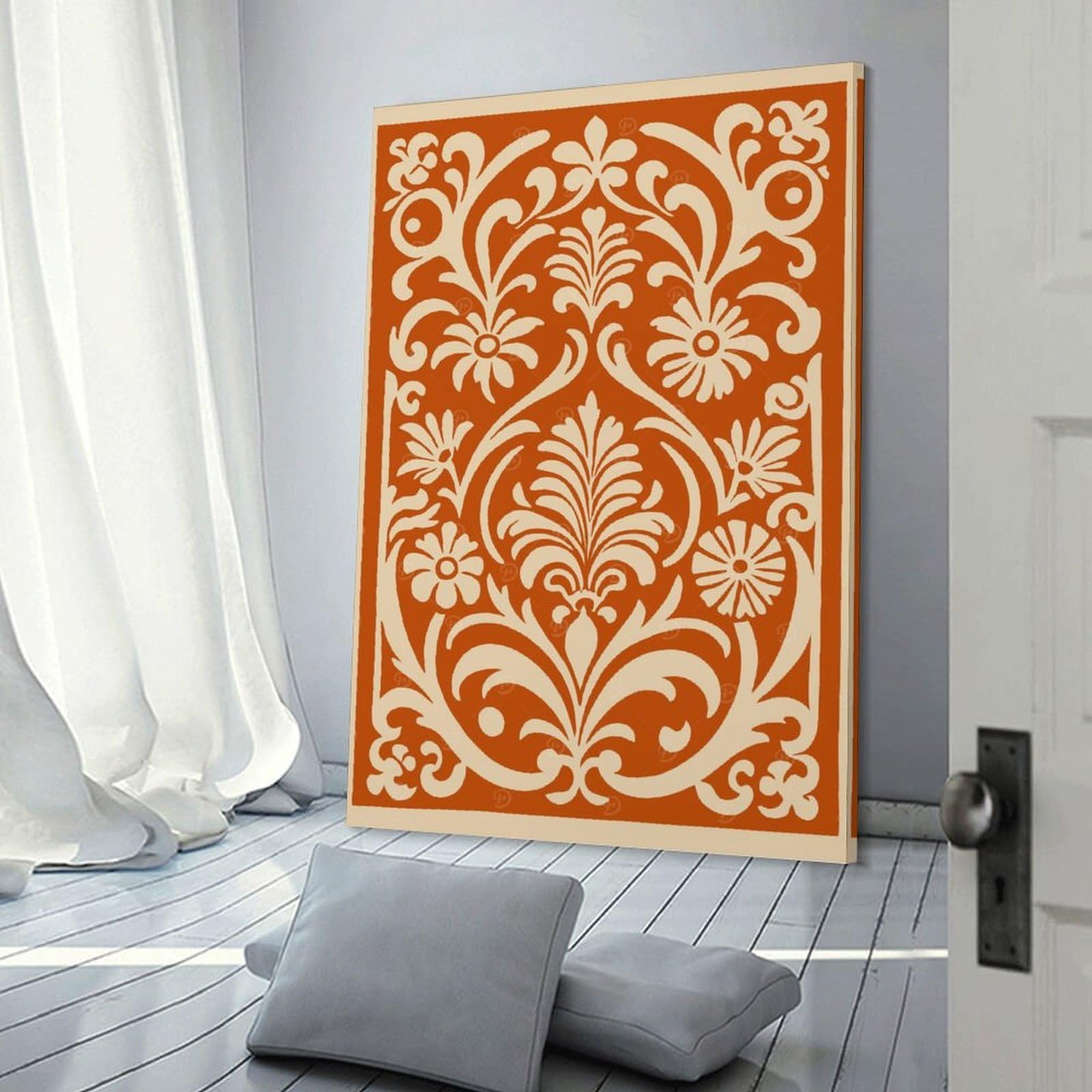 Junmoney Ornate Floral Pattern Canvas Wall Art, 08x12inch(20x30cm), for Wall Displays, Bedrooms Or Room Updates, Ideal for Building A Coordinated Art Wall