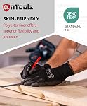 AnTools 12 Pairs Skin-Friendly PU-coated Work Gloves, Seamless Knit, Lightweight, Flexible, General-Duty Work Gloves for Men and Women, Black, Large