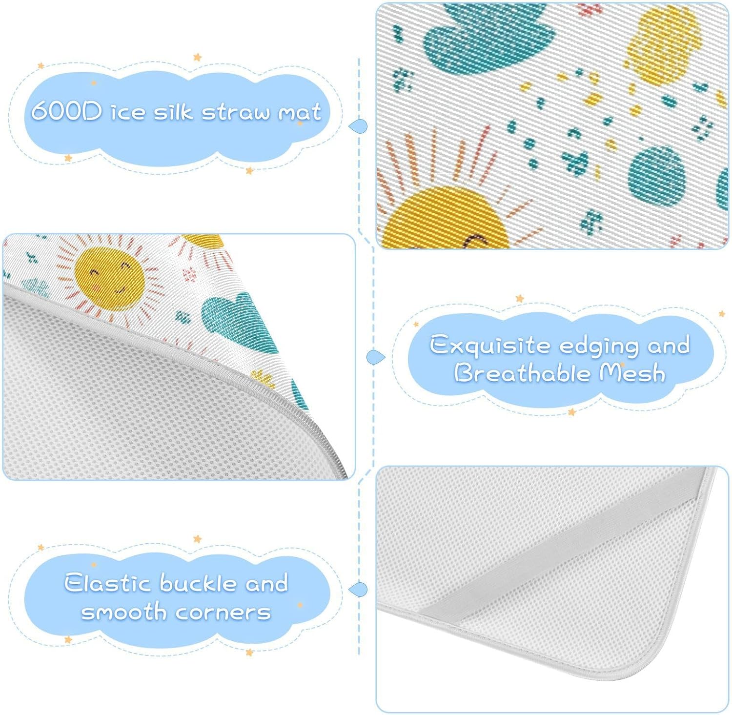Cartoon Cute Yellow Sun Cooling Baby Mattress Cover 28" x 52" Ultra Soft Mattress Protector pad for Baby&Toddler
