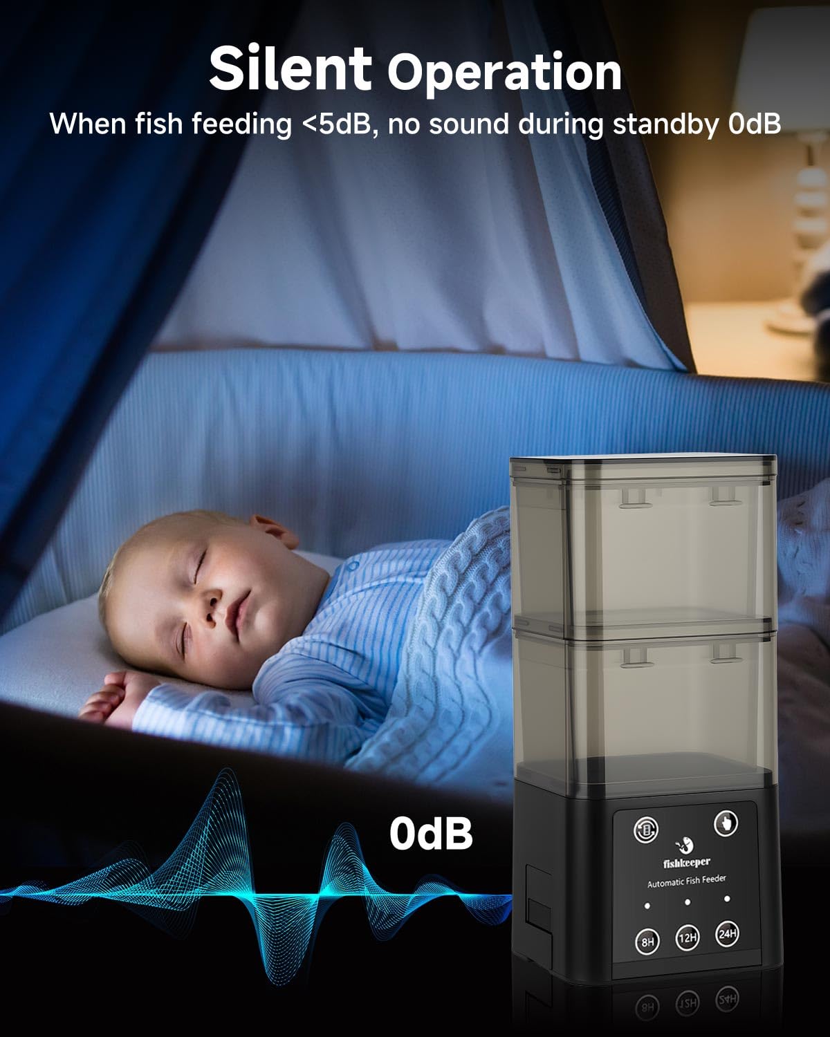fishkeeper Mangiatoia automatica per acquario con tre modalità di alimentazione a tempo, 520 ml, per l'alimentazione automatica di acquari in vacanza, automatico per pesci
