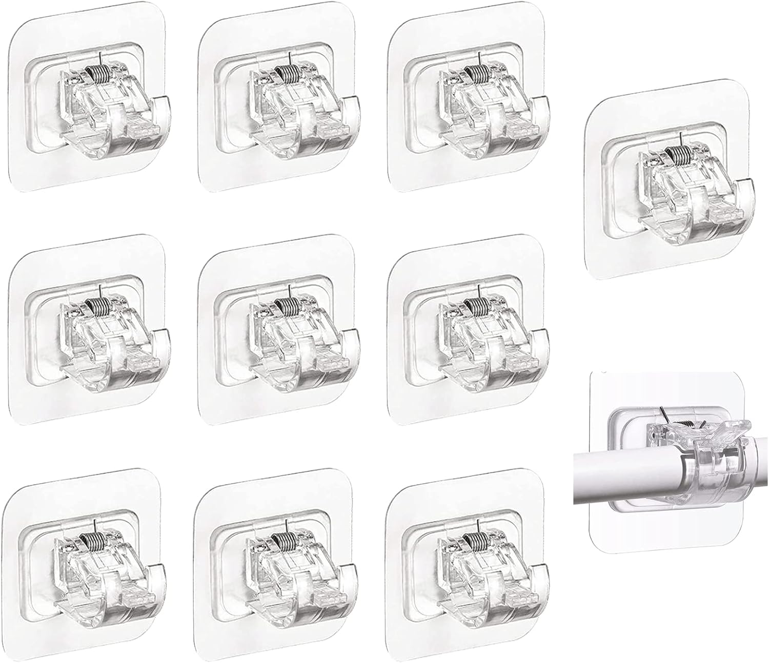 VADUDA 12Pcs Self Adhesive Curtain Rod Bracket Nail Free Adjustable