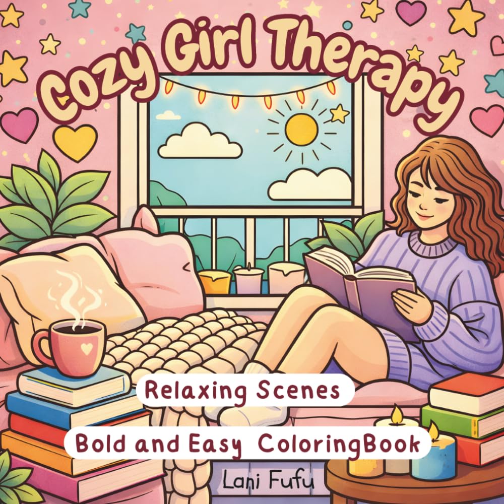 Cozy Girl Therapy: Relaxing Scenes Bold and Easy Coloring Book: For Adults and Teens| Relaxing and Stress Relieving Illustrations