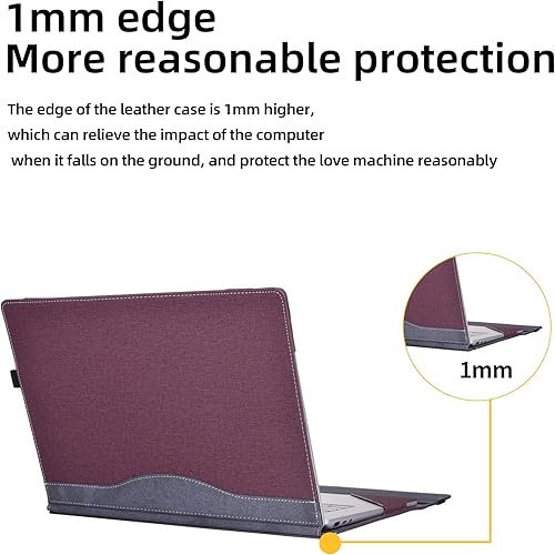 Miniatura 7 de Funda para Surface Laptop de 654321 15 pulgadas especial, funda desmontable de piel sintética premium para portátil (15 pulgadas, rojo vino)