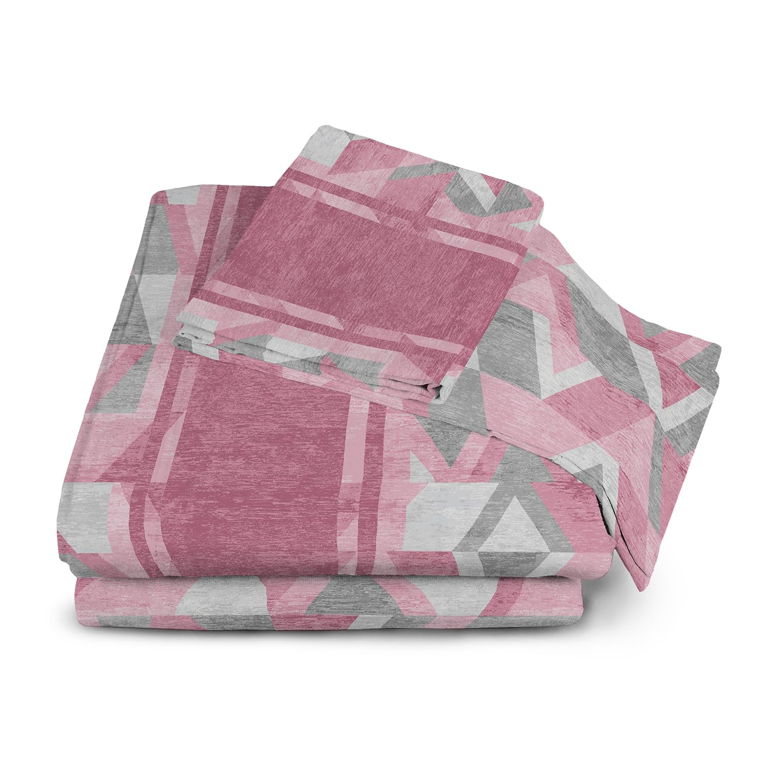 Banzaii Completo Lenzuola Invernale Felpate in Flanella Anti-Pilling 100% Cotone Maxi (per Materasso 180 cm, Altezza Fino a 35 cm) Dalila Rosa