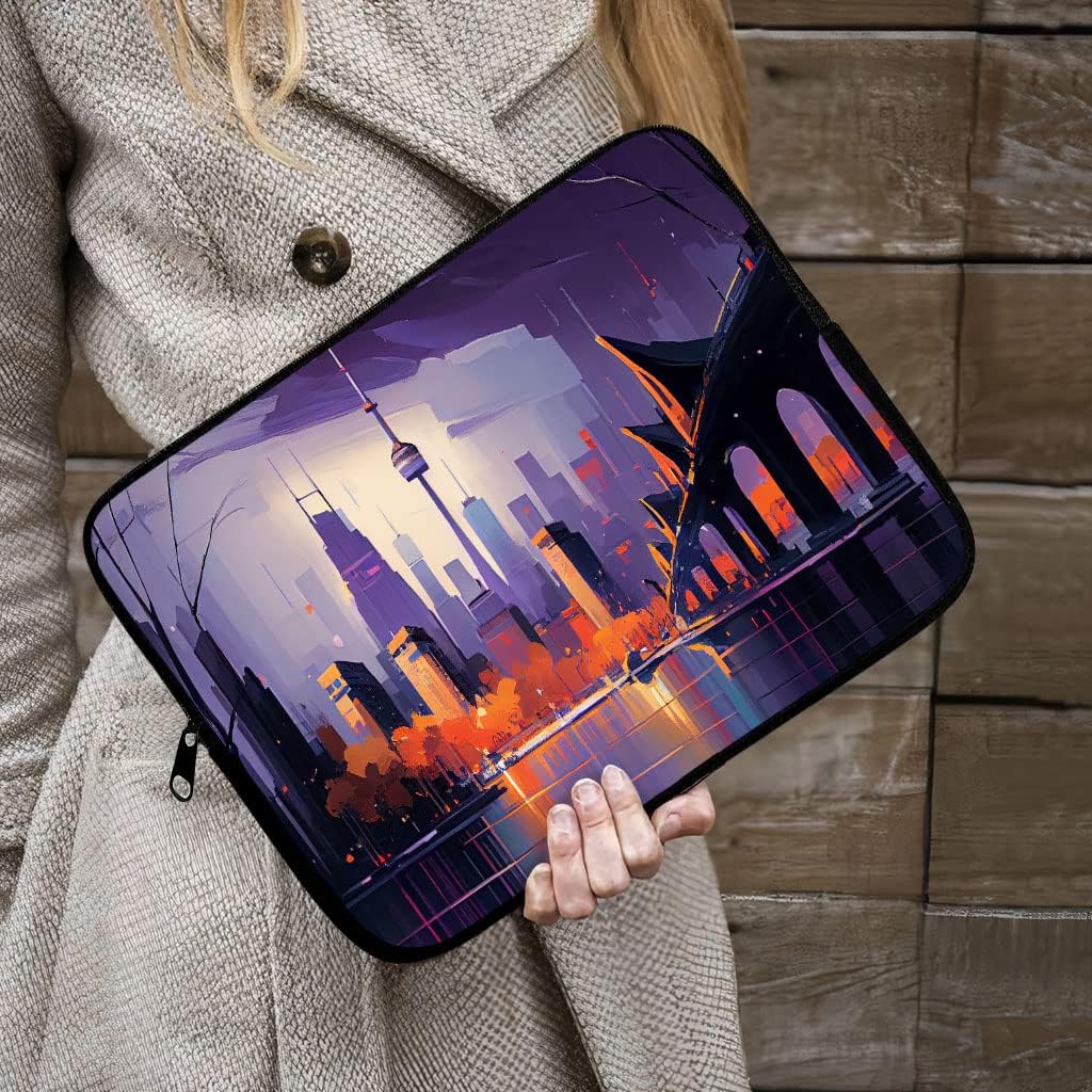 Girl Print iPad Sleeve - City Tablet Sleeve - Paint Carrying Case - 13 inches