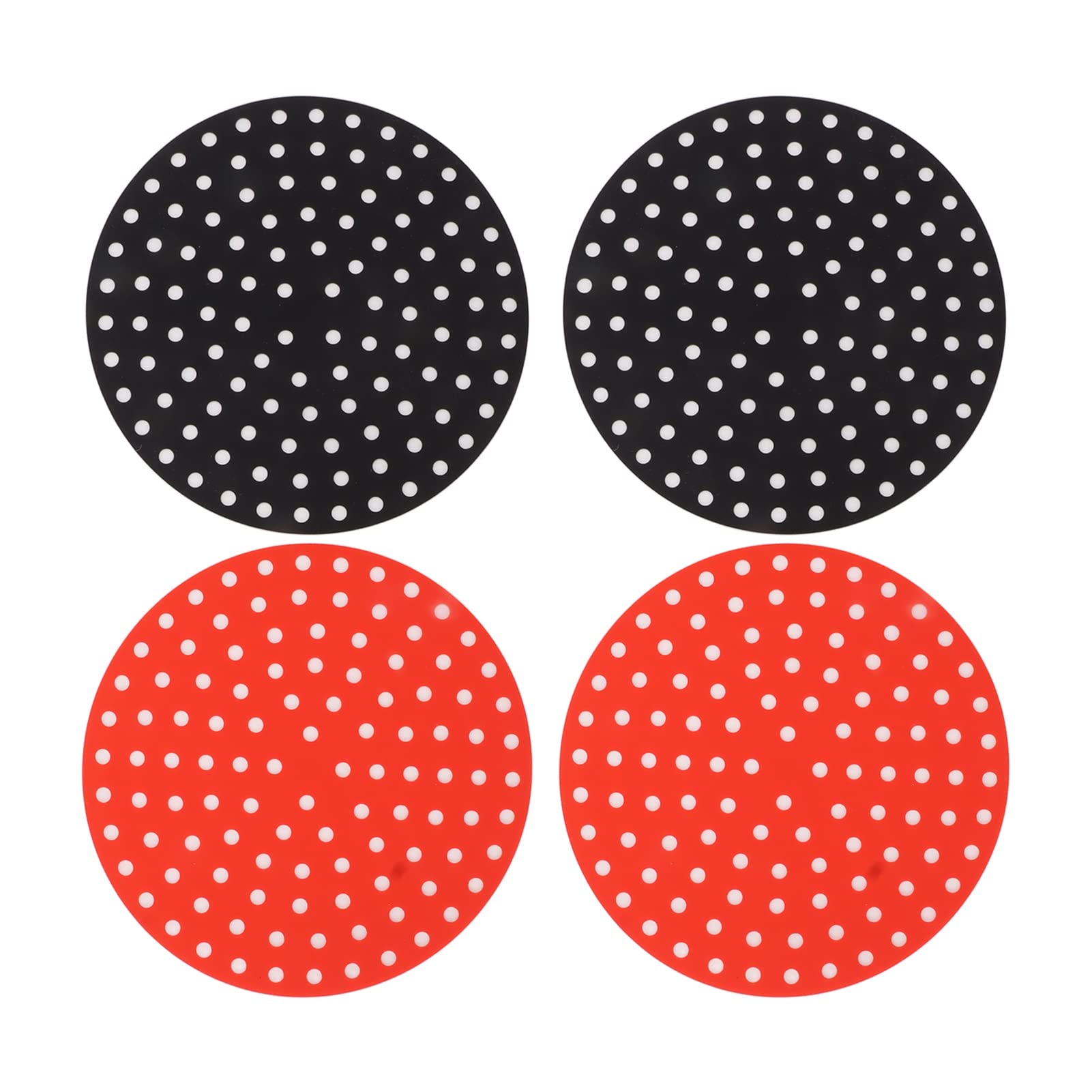 Hspemo 4PCS Round Air Fryer Mat High Temperature Resistant Oilproof Reusable Silicone Air Fryer Liner for Air Fryer Accessories (2 X 23cm/9.1in Red, 2 X 23cm/9.1in Black), Hspemoi24n97gbmx-12