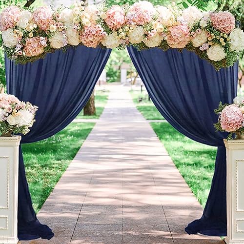 Miniatura 3 de 1 panel de tela de gasa de 29 x 20 pies, color azul marino, cortinas transparentes para telón de fondo, para arco de boda, arcos de boda para