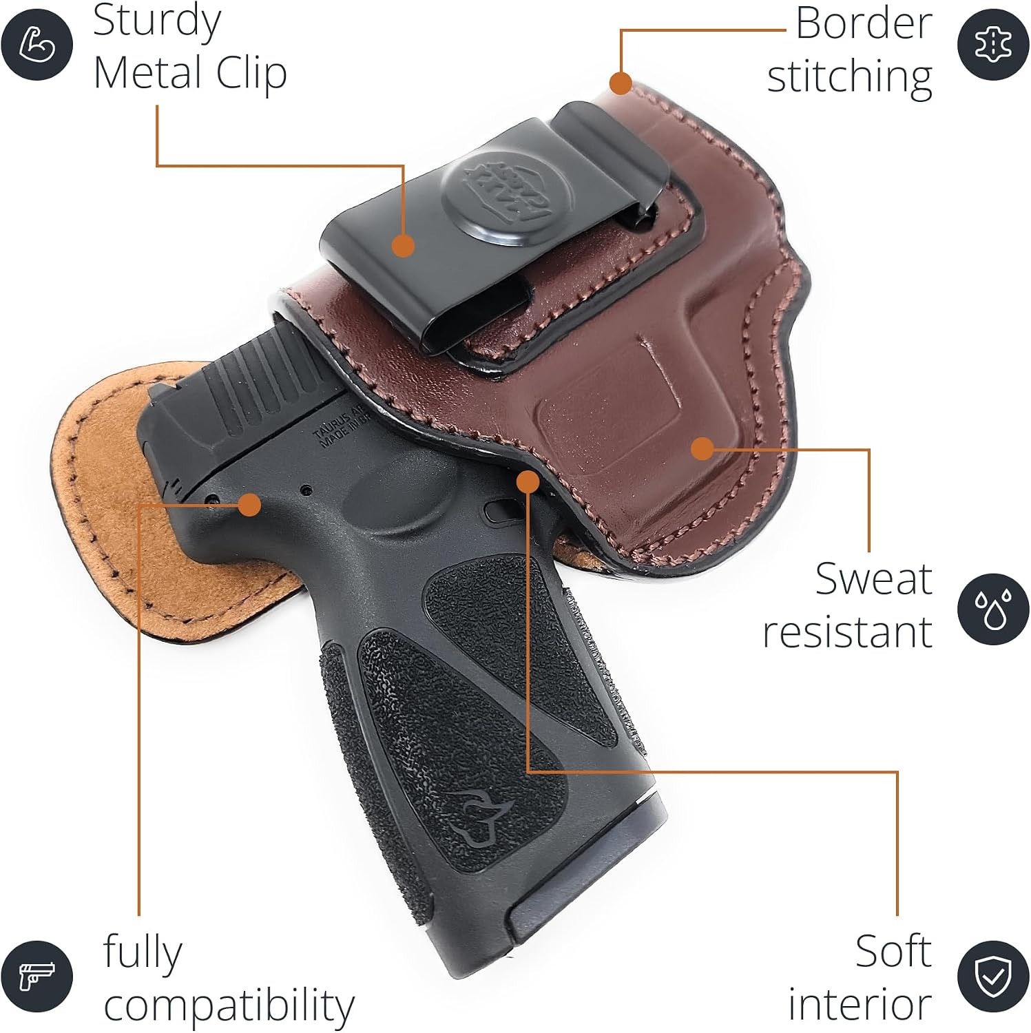 Genuine Leather Iwb Holster for Taurus G2C/G3C Pistol - Tactical Handgun Iwb Leather Holster Taurus - Comfortable Appendix Carry - Maxx Carry Holsters