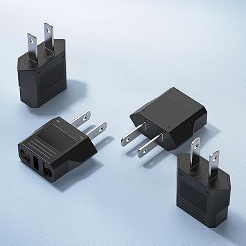 European to US Plug Adapter, SUPERDANNY EU to US Plug Adapter Converts 2-Prong Type A for Plugging in Type C, E, F, L, N Plugs, 660W 6A Max 110-250V Travel Plug for Europe to USA, Black, 4-Pack