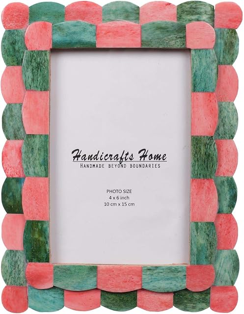 Handicrafts Home Photo Picture Frame - 4" x 6" Handmade Gift Photo Frames - Green & Red New Years Gift