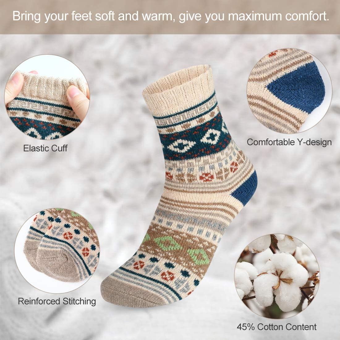 besky Warm Socks for Women Cozy Fuzzy Winter Socks - Image 3