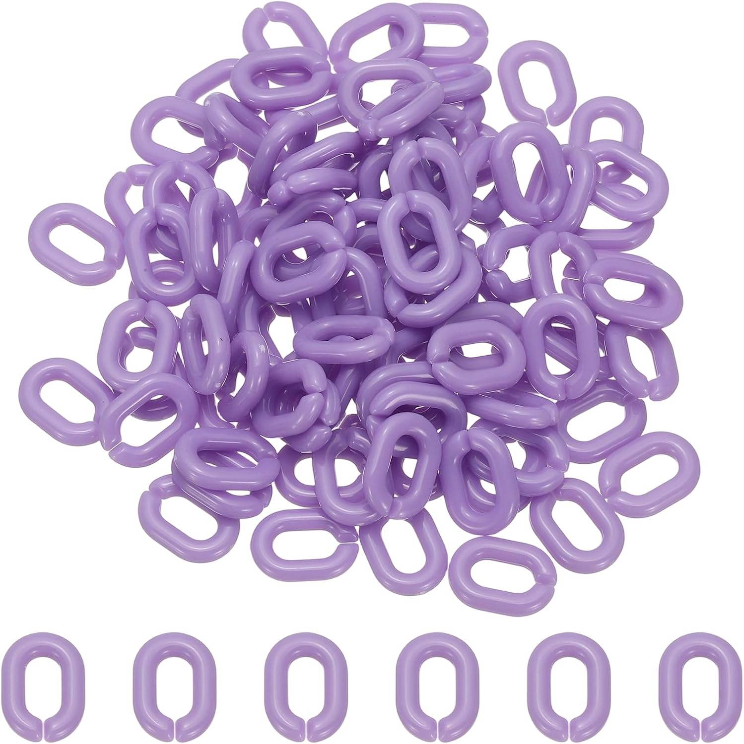 uxcell 100 Pcs Acrylic Linking Rings, 20mm Oval Linking Chain Quick Link Open Connectors for Chain Making Jewelry Bracelet Necklace Bags DIY Craft Accessory, Light Purple