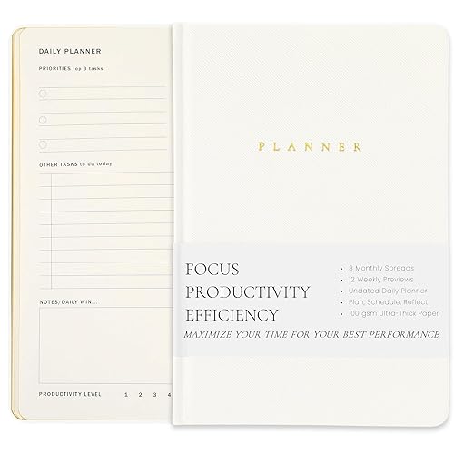 Productivity 3-month Planner Undated Daily Weekly Monthly Planner with Hardcover,