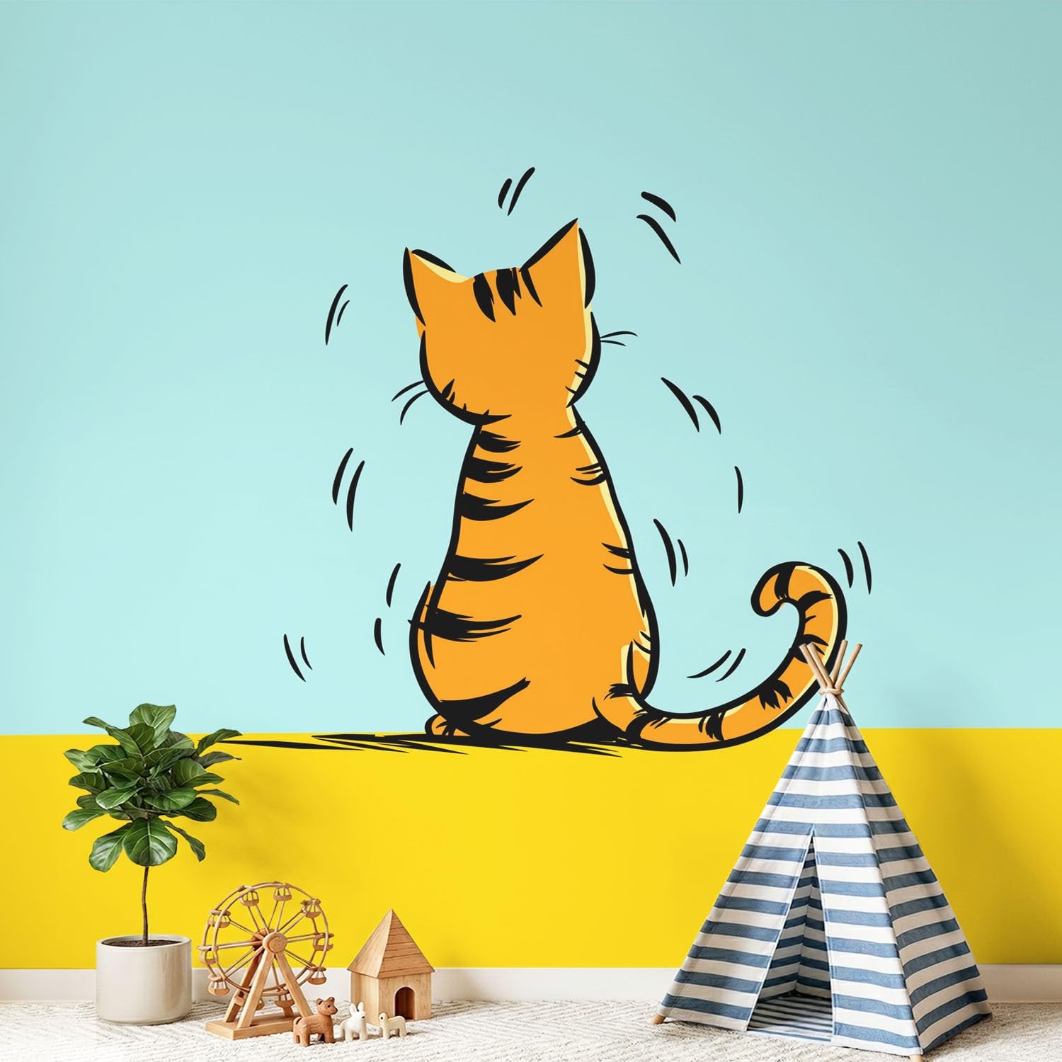Papier peint panoramique chat dessin cartoon poster géant salon bureau