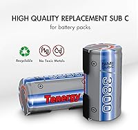 Vista 3 de Tenergy NiMH SubC 1.2V 3800mAh Baterías recargables, con pestañas, paquete de 10