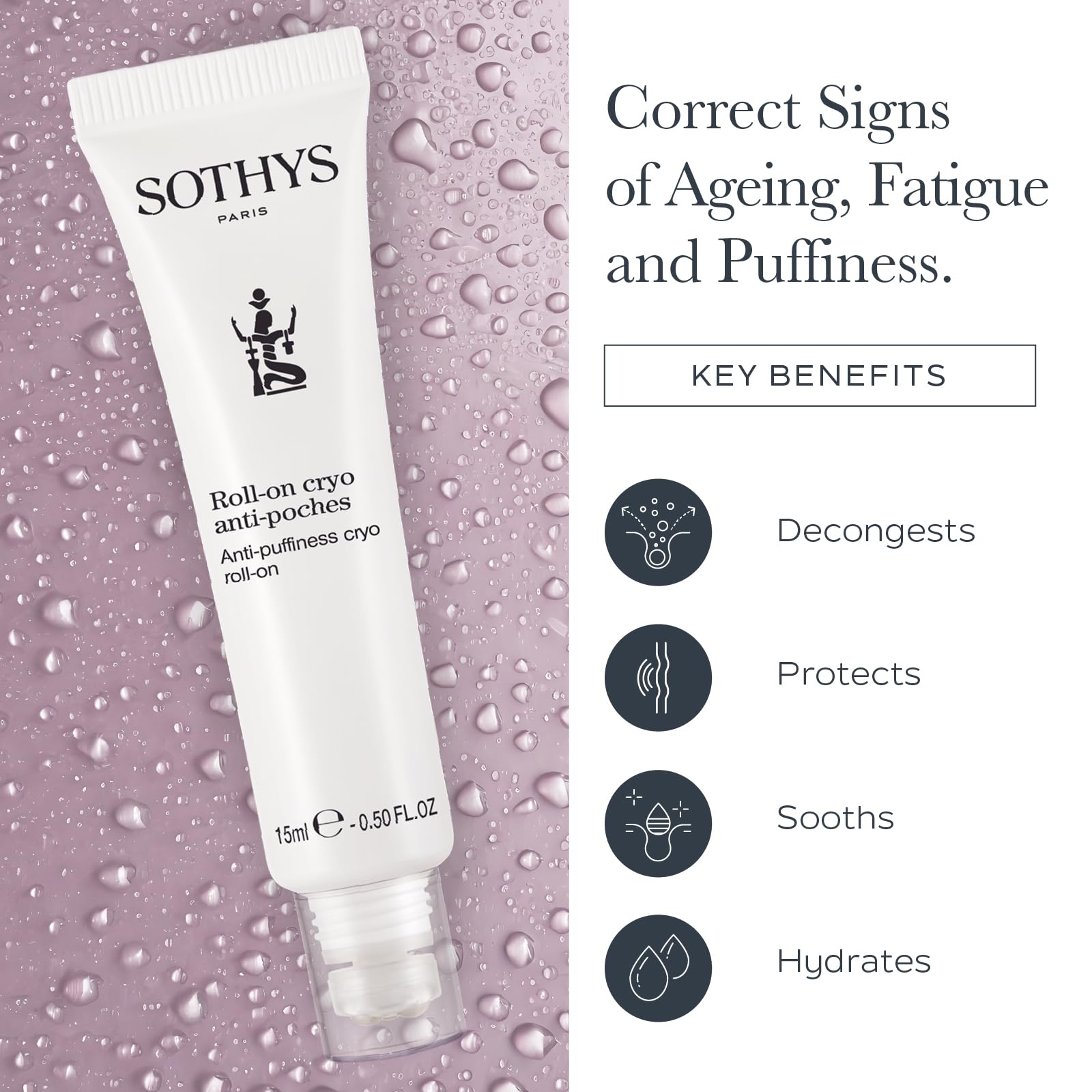 SOTHYS Anti-Puffiness Cryo Roll-On| Eye Roller Gel for Dark Circles, Puffy Eyes | Firming Undereye Care for Women
