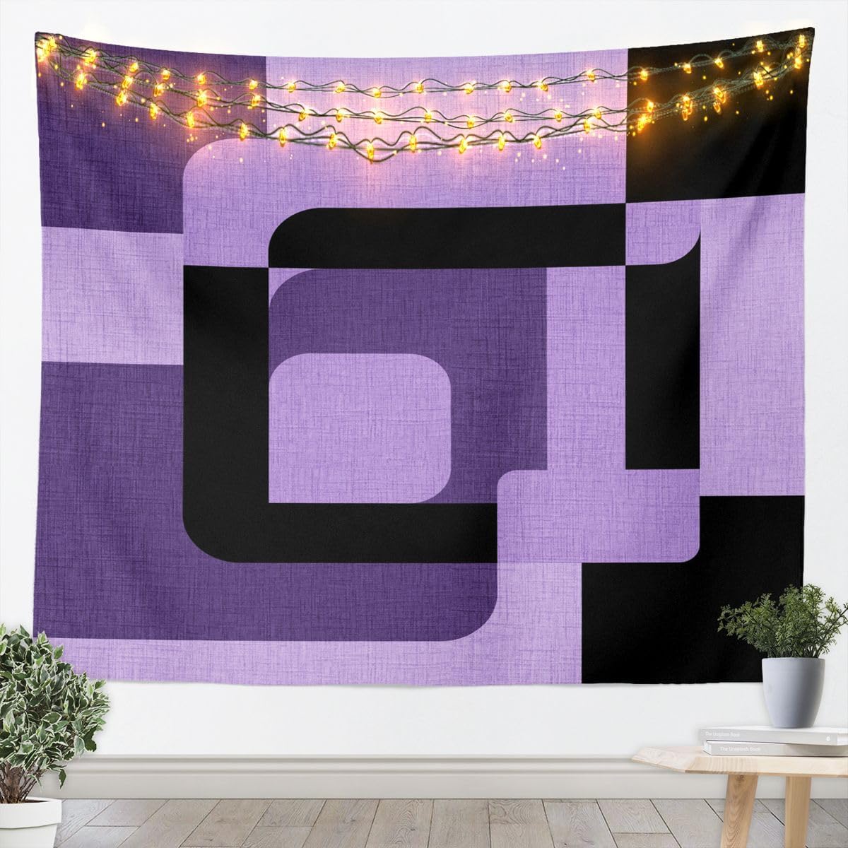 jejeloiu Geometric Tapestry Modern Art Wall Art for Living Room Bedroom Gray Black Wall Hanging Blanket Luxury Home Decor Medium 59"x59" image 3
