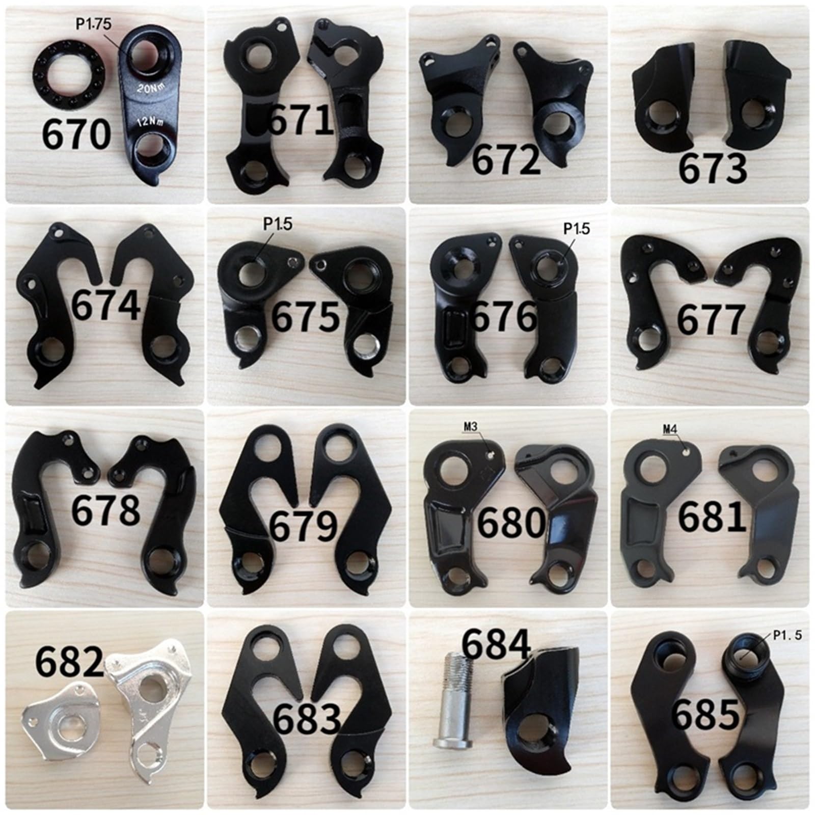 Lot de 2 Pattes de dérailleur arrière for vélo, Extension numéro 539-553, for modèles S/C/O/T/T L/O/O/KG/I/A/N/T O/R/B/E/A T/R/E/K C/U/B/E
