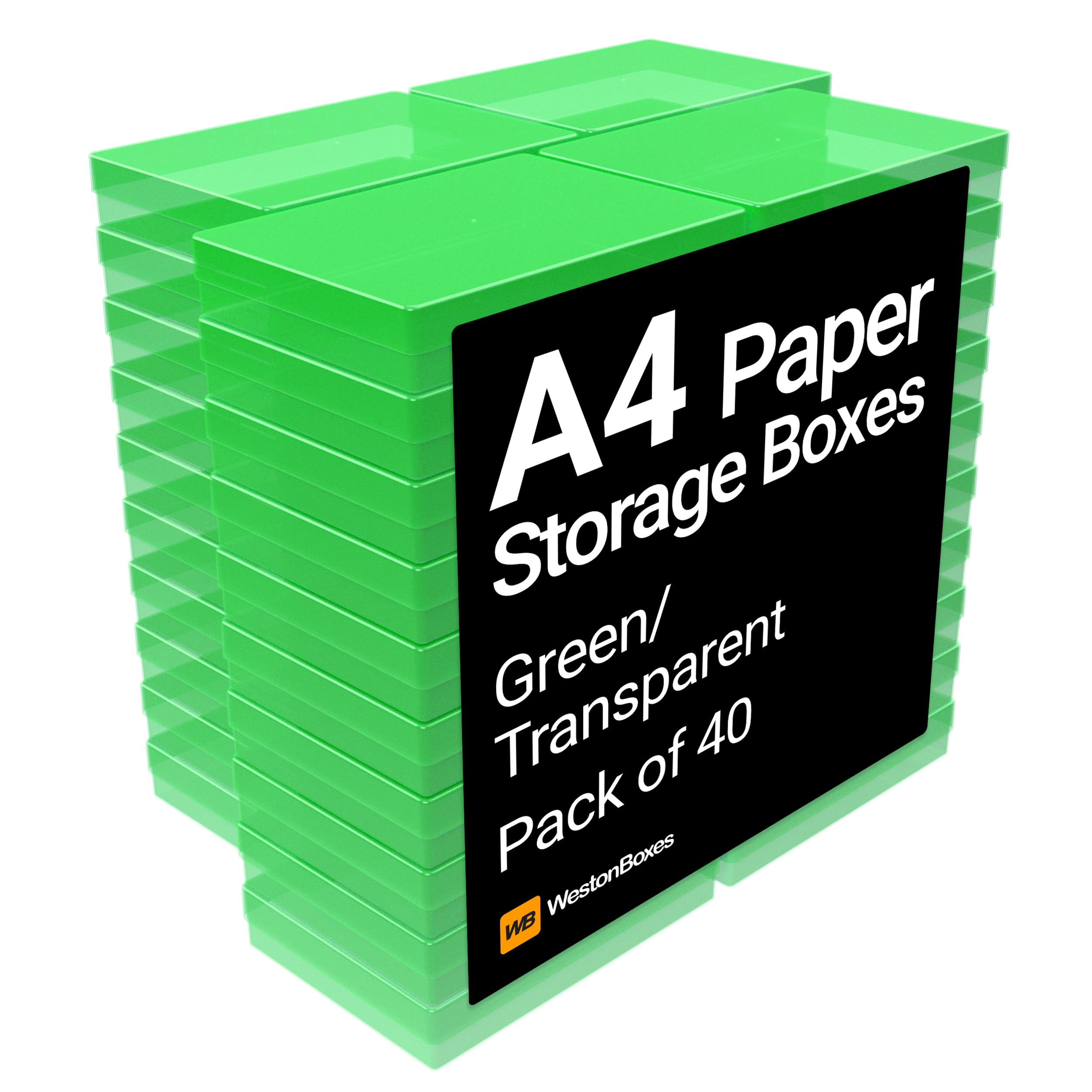 Westonboxes Green / Transparent A4 Plastic Craft Storage Boxes In 5 Colours