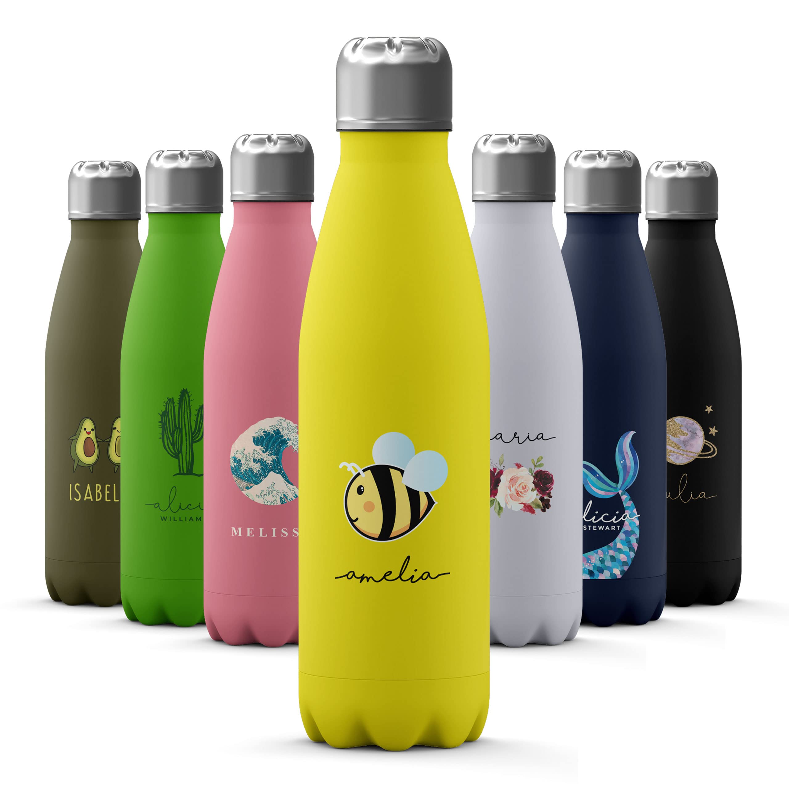 Tirita Personalised Water Bottle - Thermal Travel Flask for Hot & Cold Drinks - Insulated Stainless Steel Bottle - Gym, Office, School Drink Bottles - 500ml Water Bottle [20- Bumblebee Honey Bee] — image 1