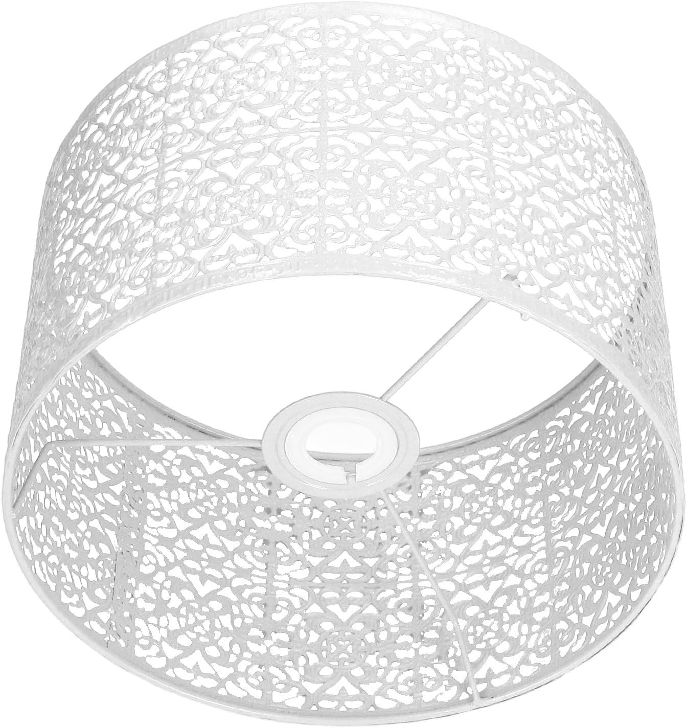 Lamp Shade, Hollow Out Metal Lampshade E27 E14 Universal Good Heat Dissipation Exquisite Lamp Cover for Table Lamp Floor Lamp Ceiling Lamp(White)