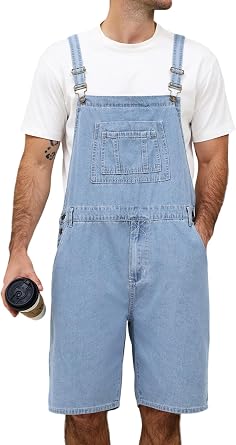 Mens Denim Overalls Crago Jean Bib Shorts