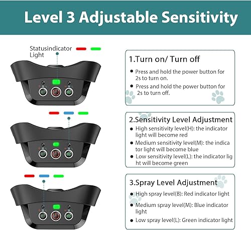 Miniatura 3 de Collar de corteza de citronela para perros, sin control remoto Collar de entrenamiento para perros en aerosol, collares de ladridos de citronela