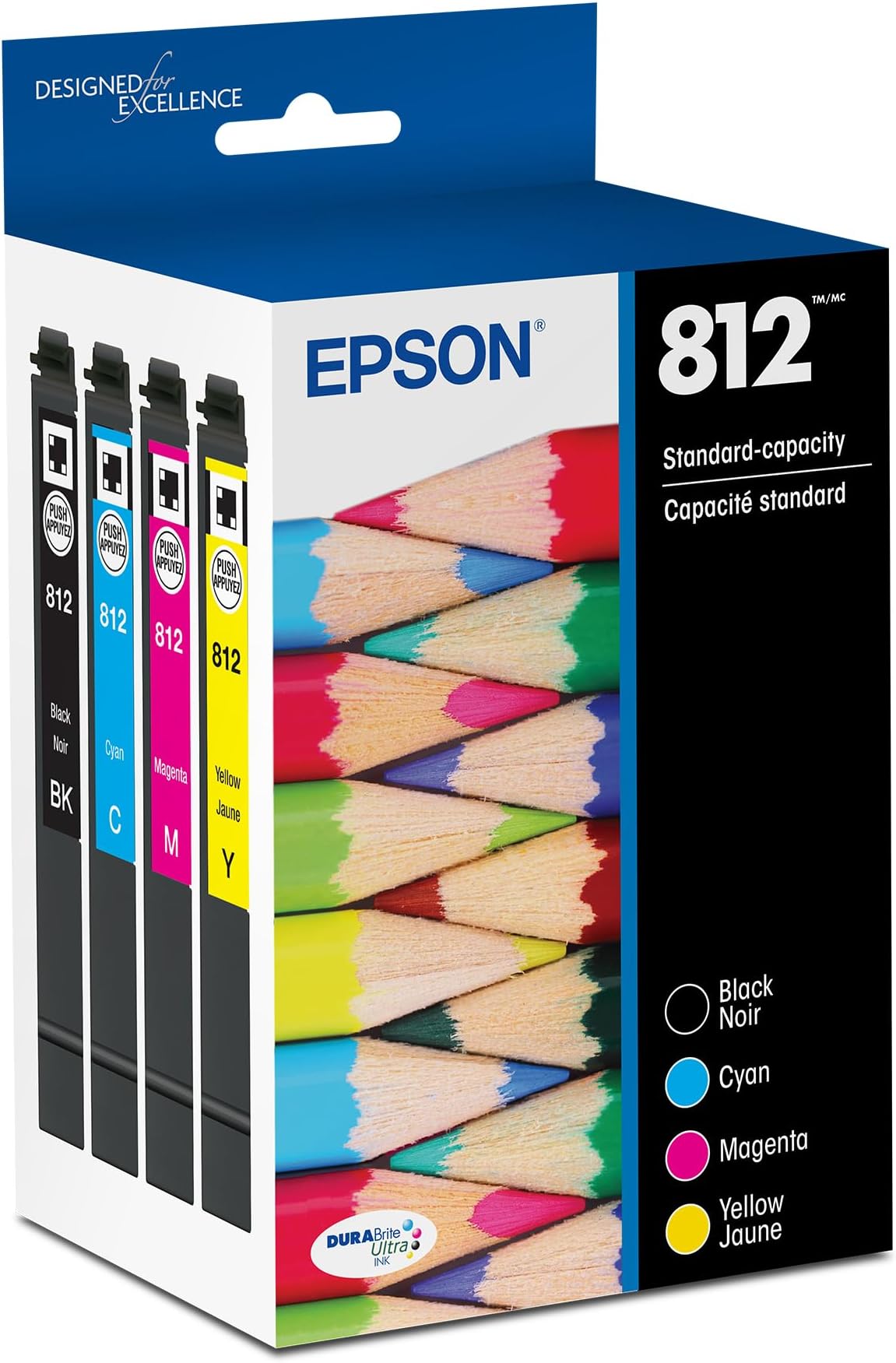 812 DURABrite Ultra Ink Standard Capacity Black & Color Cartridge Combo Pack (T812120-BCS) Works with WorkForce Pro WF-7310 ,7820, 7840, EC-C7000