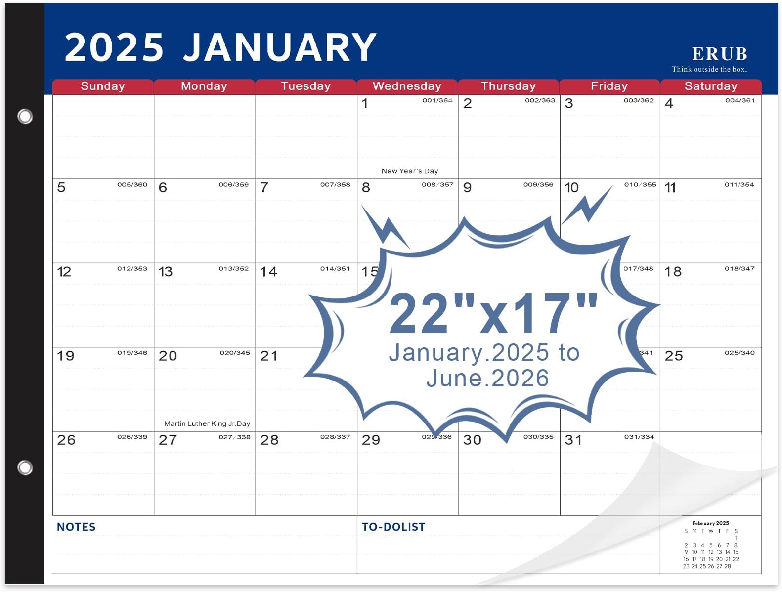 Desk Calendar 2025 Large 22" x 17" Desktop Calendar