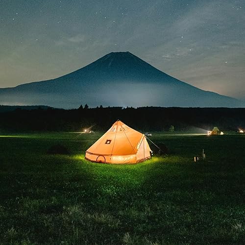 Miniatura 8 de UNISTRENGH Tienda de campaña de lona de algodón impermeable para 4 estaciones, tienda de campaña glamping yurt con agujero de estufa y ventanas de