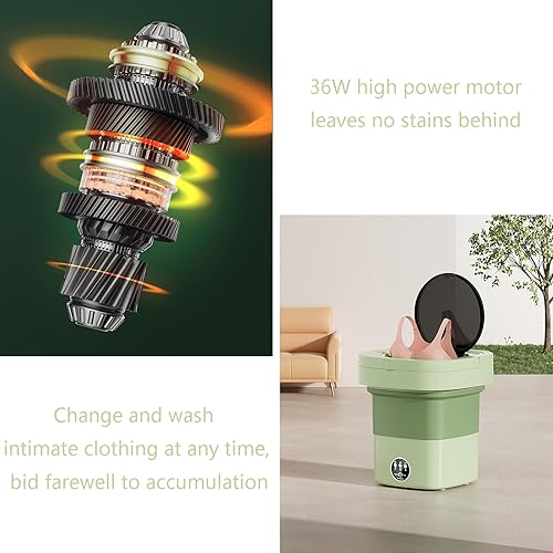 Miniatura 5 de Mini lavadora portátil, lavadora turbo ultrasónica plegable de alta capacidad de 11L, lavadora de esterilización con luz azul para ropa de bebé,