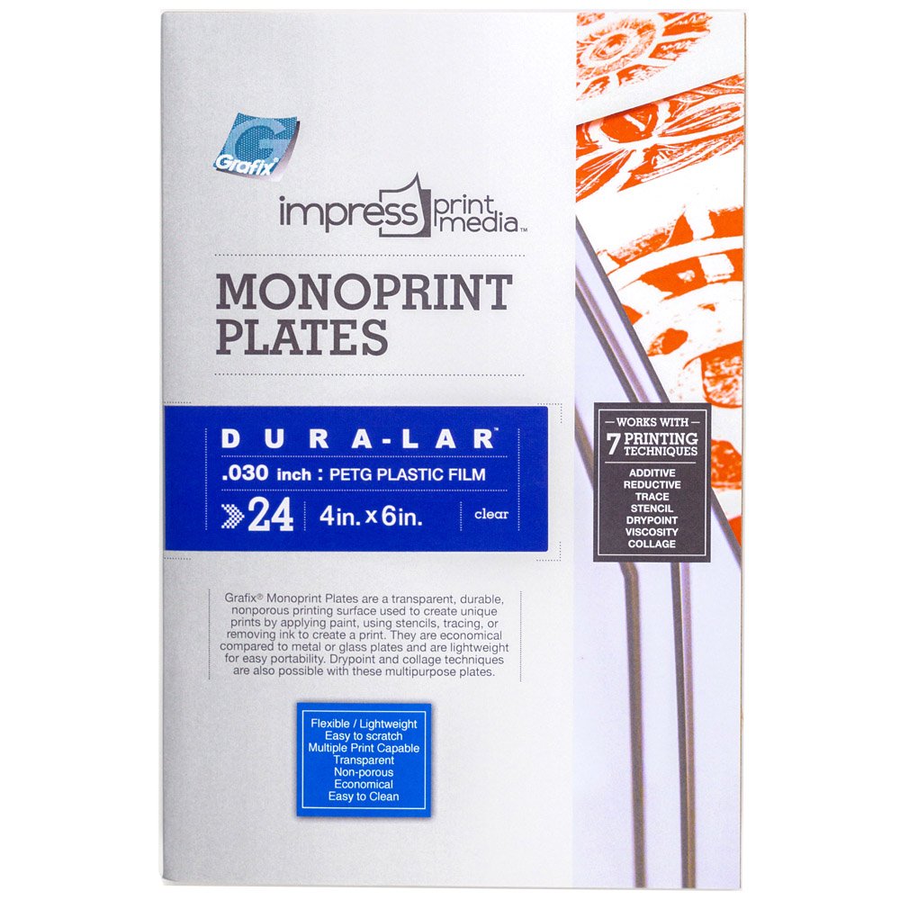 Grafix4 x 6”, Pack of 24 – Transparent, Lightweight, Non-Porous .030” Dura-Lar Monoprinting Surface, Economical Alternative to Metal or Glass Plates, 4" x 6"