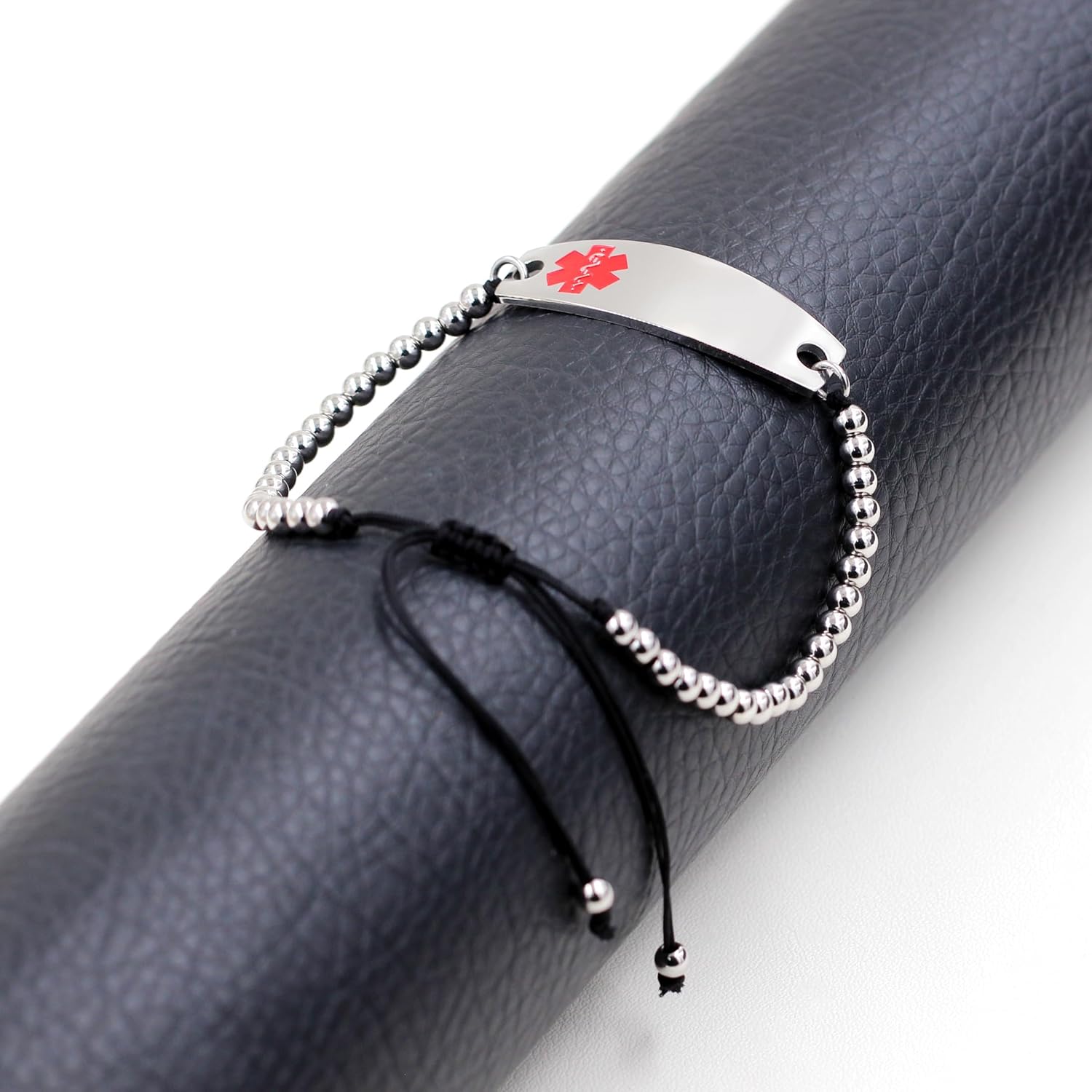 Uloveido Medical Alert ID Bracelet Laser Engraved Epilepsy Adjustable Wristband for Women Emergency First Aid, 4mm Stainless Steel Beads Engraved Health Alert Bracelet for Women Girls Y4301 - Image 4