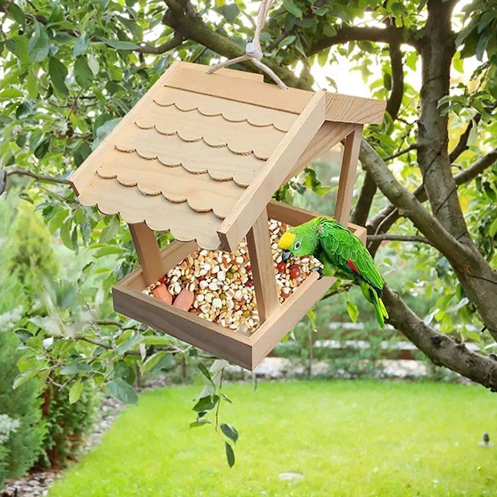 Mangiatoia per uccelli da esterni, in legno, per portico, decorazione per uccelli