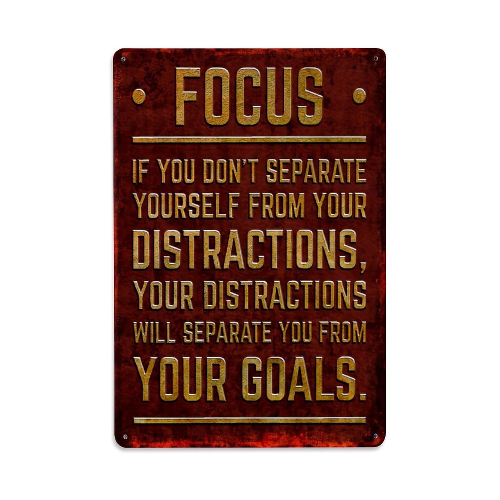 Focus Motivational Quote Text Design Tin Sign Vintage Metal Sign, Living Room,BAR, Home, Bedroom Wall Decor,Retro Metal Poster 8X12 Inches