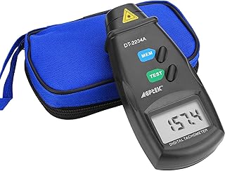 FITNATE 20713A Digital Tachometer RPM Meter, Non Contact Laser Photo | 2.5-99,999 RPM Accuracy | With Batteries Included,4 Pack of Reflective Tape, Revision Instruction