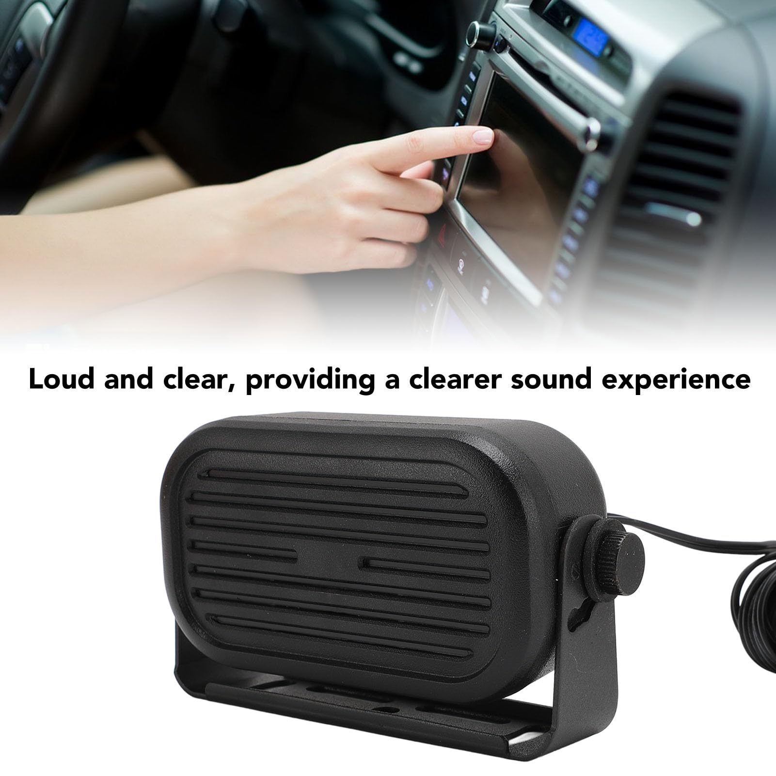 3.5mm Car External Speaker, Clear Sound, Anti Impact Wear Resistant, Compatible with Radios, 4.5m Cable Length, Easy Installation for Car CB Ham Radio Transceiver