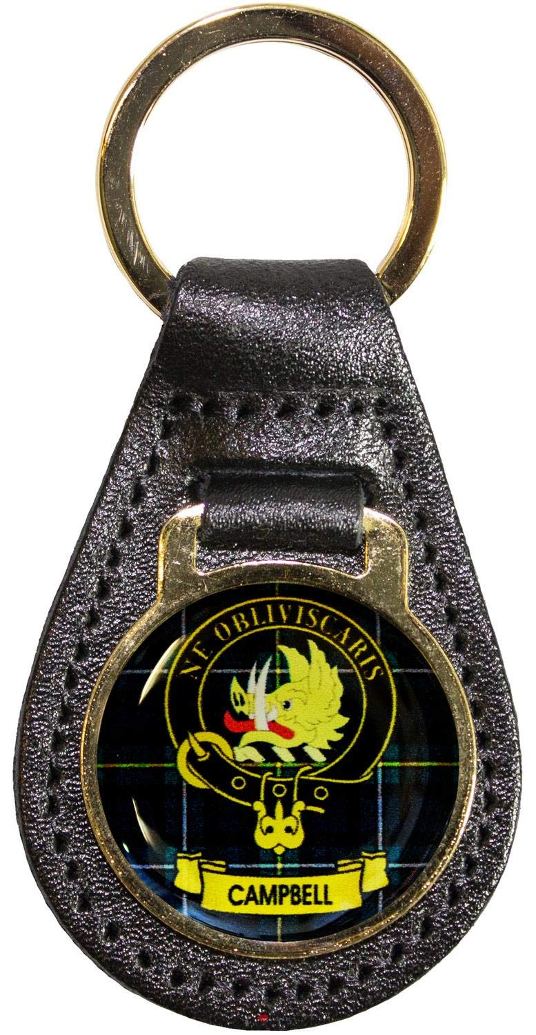I LUV LTD Leather Key Fob Scottish Clan Crest Campbell Scottish Made