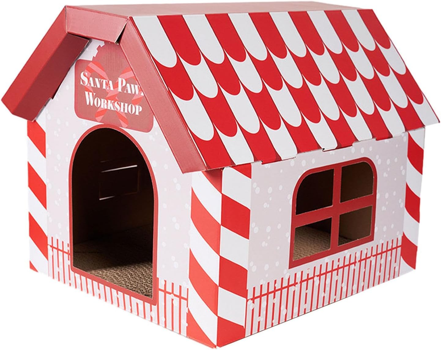 Cat Scratcher Hideout Cat Cardboard House, Christmas Decoration DIY Corrugated Scratcher Box for Small Animals, Gift Box
