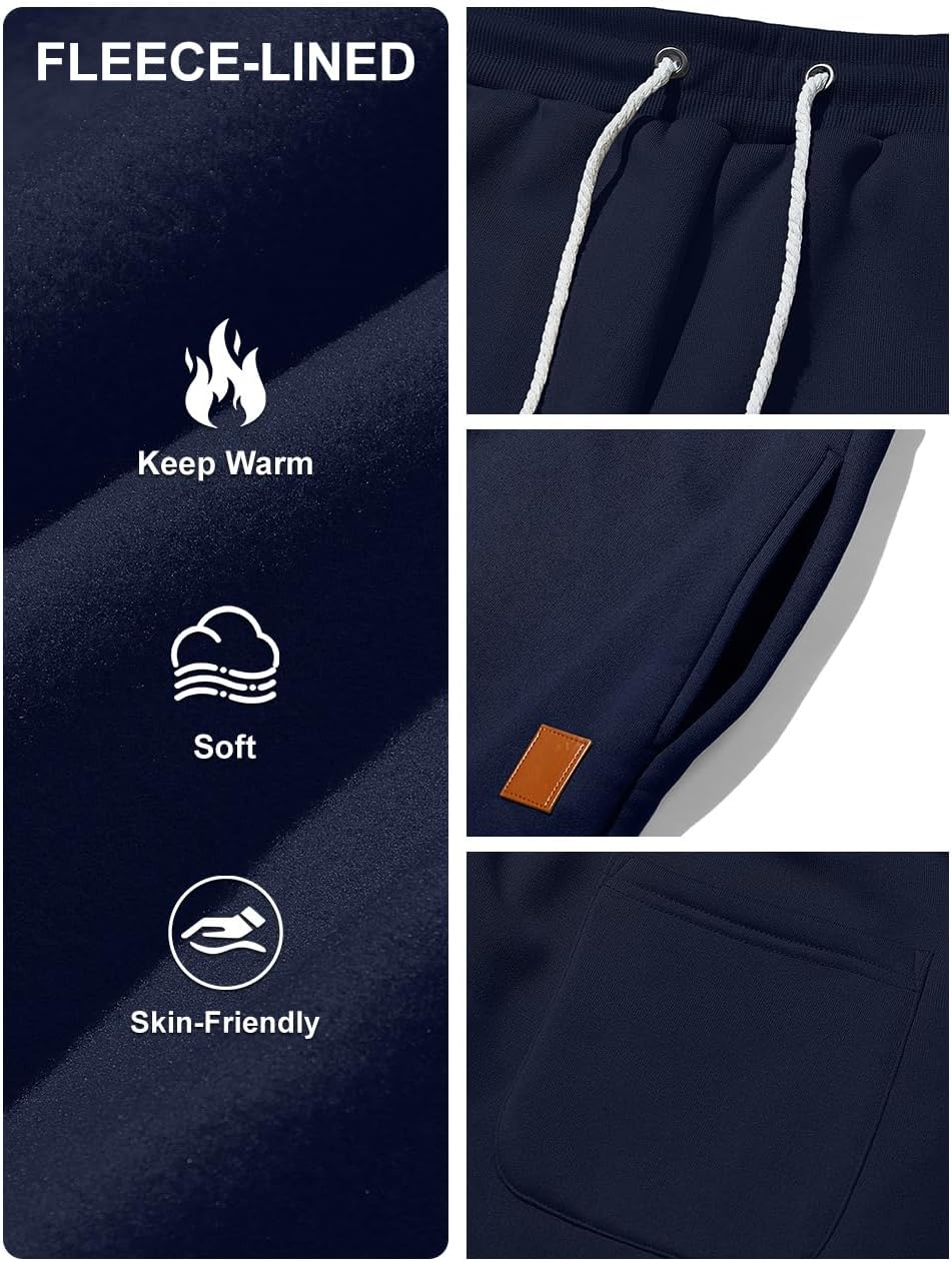 Mens Drawstring Sweatpants with Pockets Athletic Jogger Pants Cargo Sweatpant Winter Fleece Athletic Trousers - Image 6