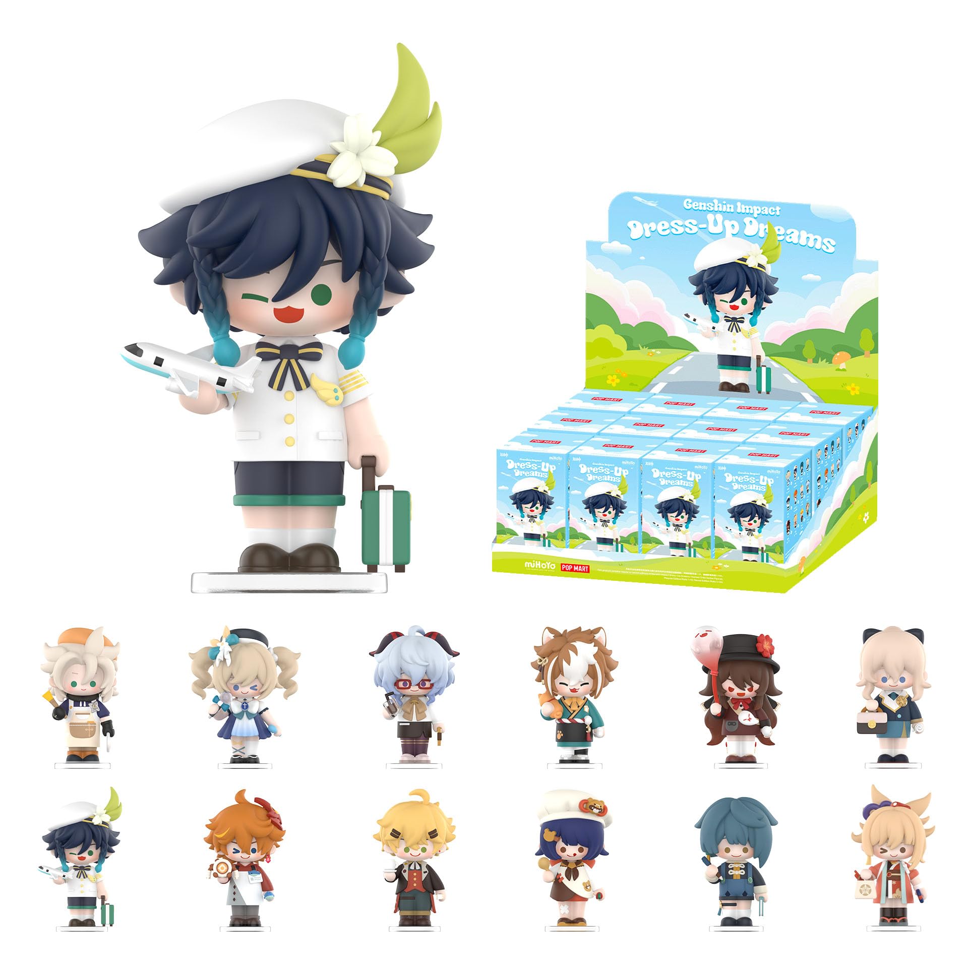 Genshin Impact Dress-Up Dreams Themed Chibi Series Figures, 12PCs Genshin Impact Blind Box Figures, Random Design Action Figures Collectible Toys Home Decorations,Birthday Gifts, Whole Set