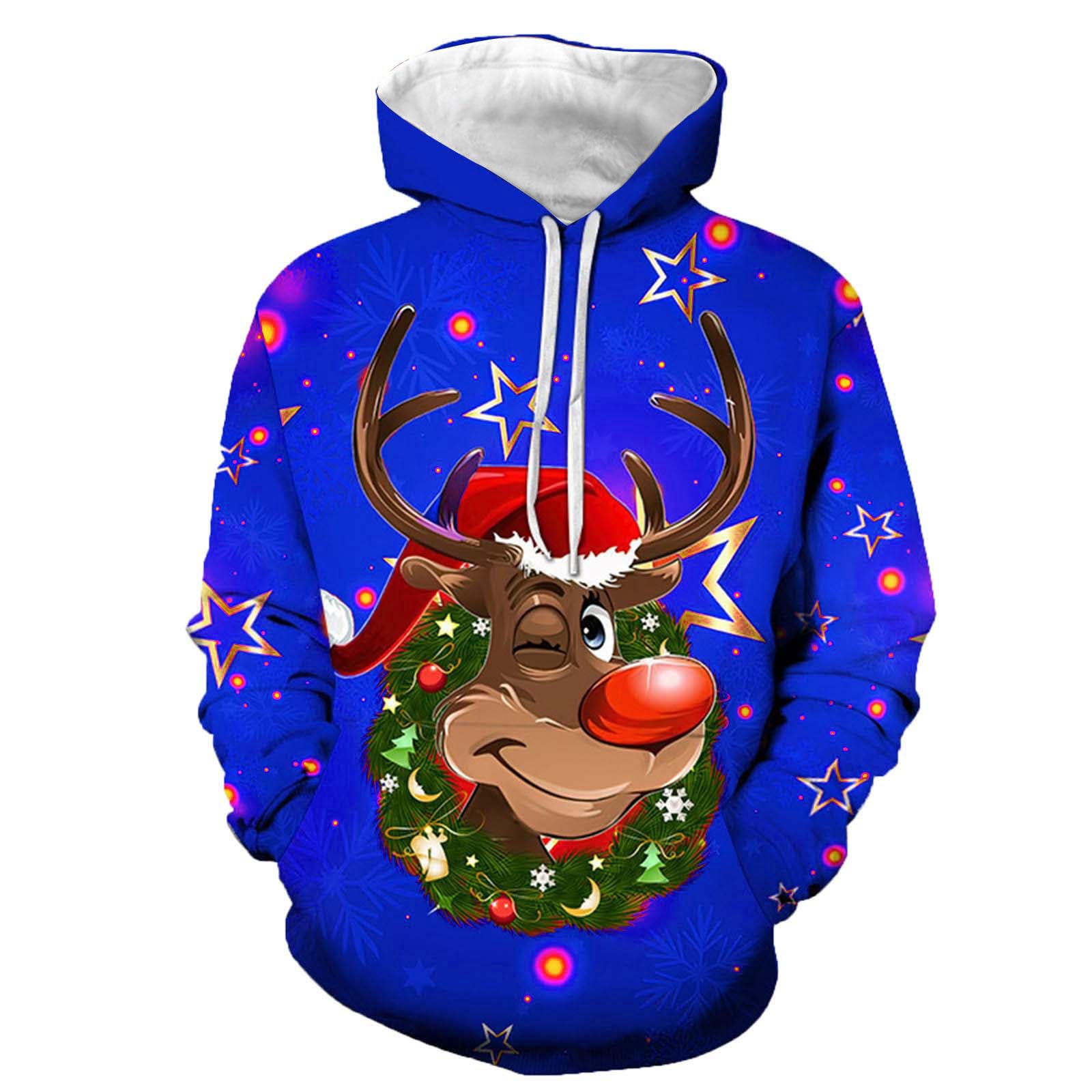 Pull De Noël Moche Homme Motif Renne - Col Rond, Manches Longues, Grande Taille, Décontracté