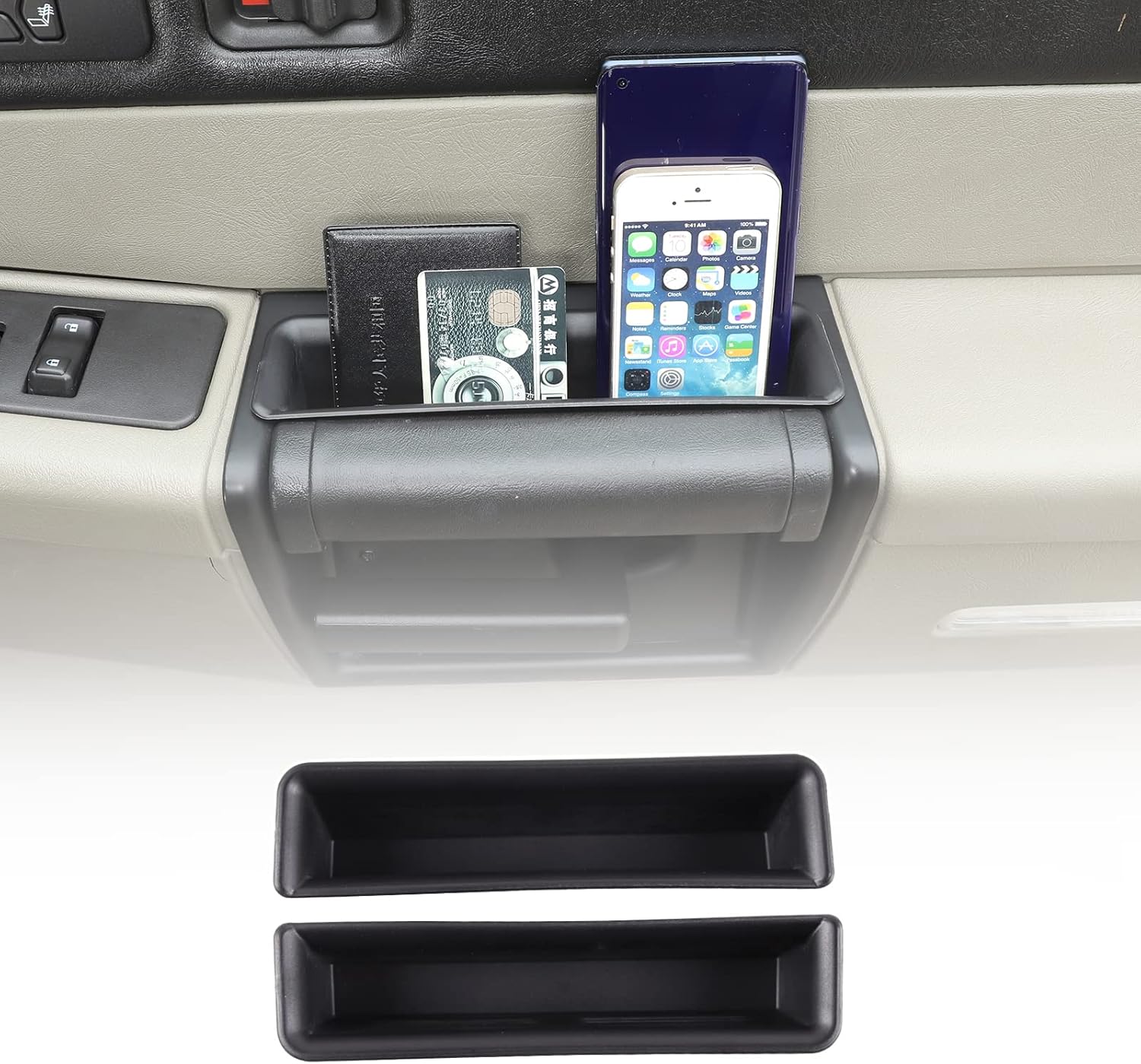 Door Side Stroage Box Compatible with Hummer H2 2003-2007 Accessories Car Door Grab Handle Organizer Tray Front Door Insert Insert Pallet Container Door Armrest Stroage Box ABS